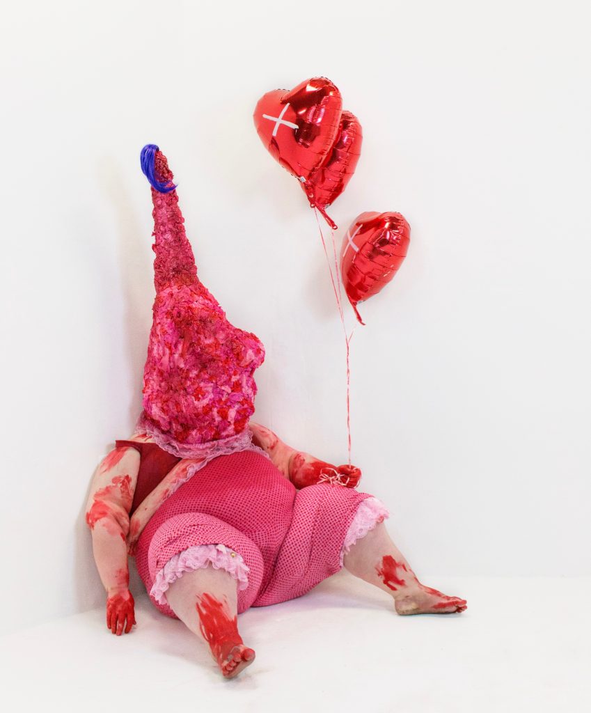 “Not Everyone Gets to Be Pretty,” performative sculpture by Kaitlyn Hunter, photo by Lindsay Jordan, 2015.